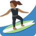 🏄🏾‍♀️ woman surfing: medium-dark skin tone display on Twitter